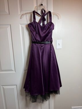 open lace back dress Hearts & Roses Sydney Floral 50's Swing Dress Purple